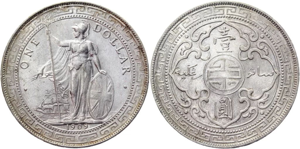 1 dollar b hong kong great britain silver 1909