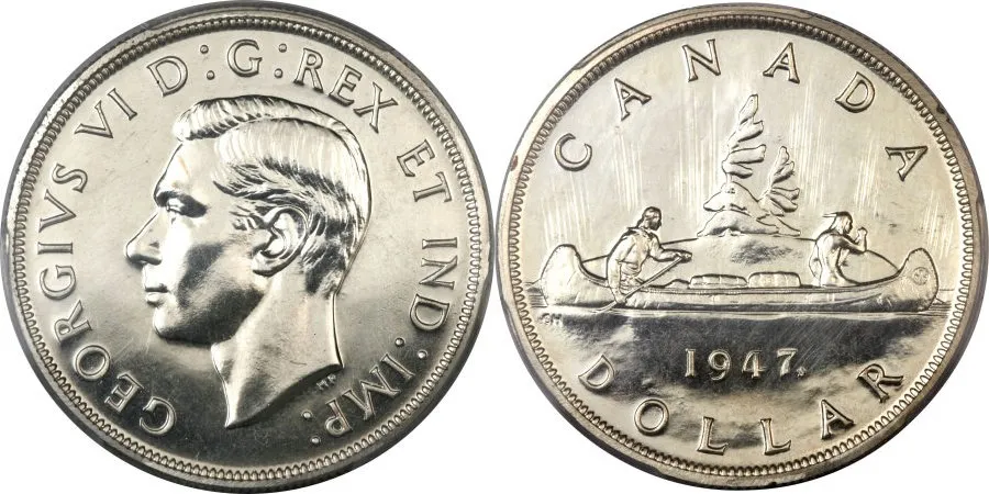 1947 Maple Leaf Silver Dollar