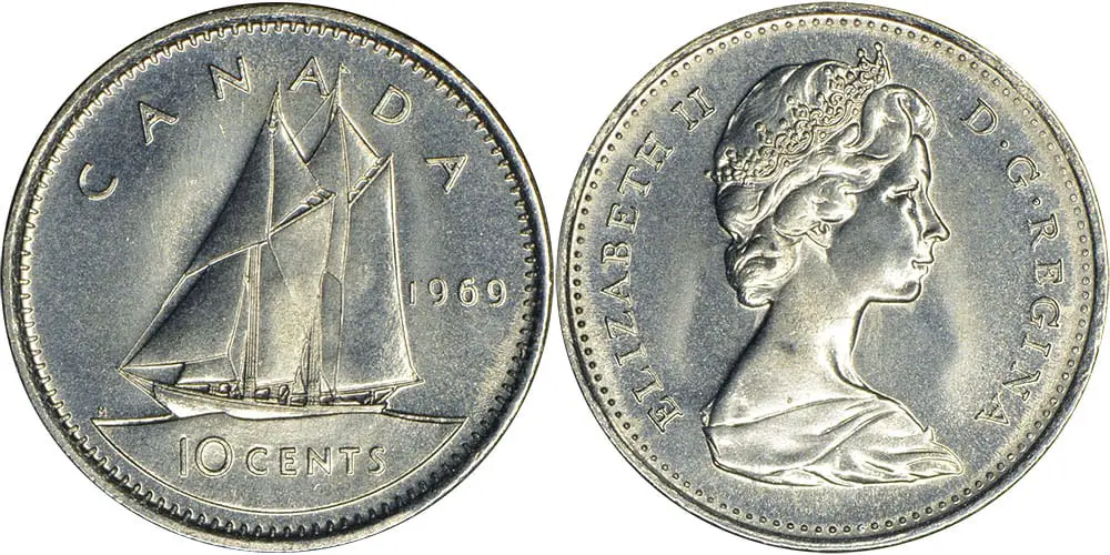 1969 Large Date 10 cents