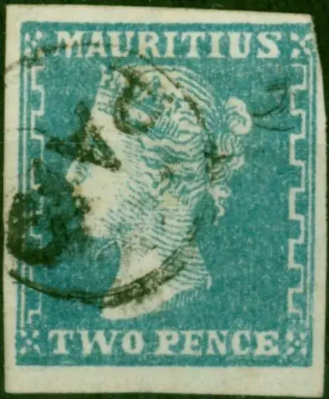 mauritius 1859 2d pale blue sg44 fine used 445 1