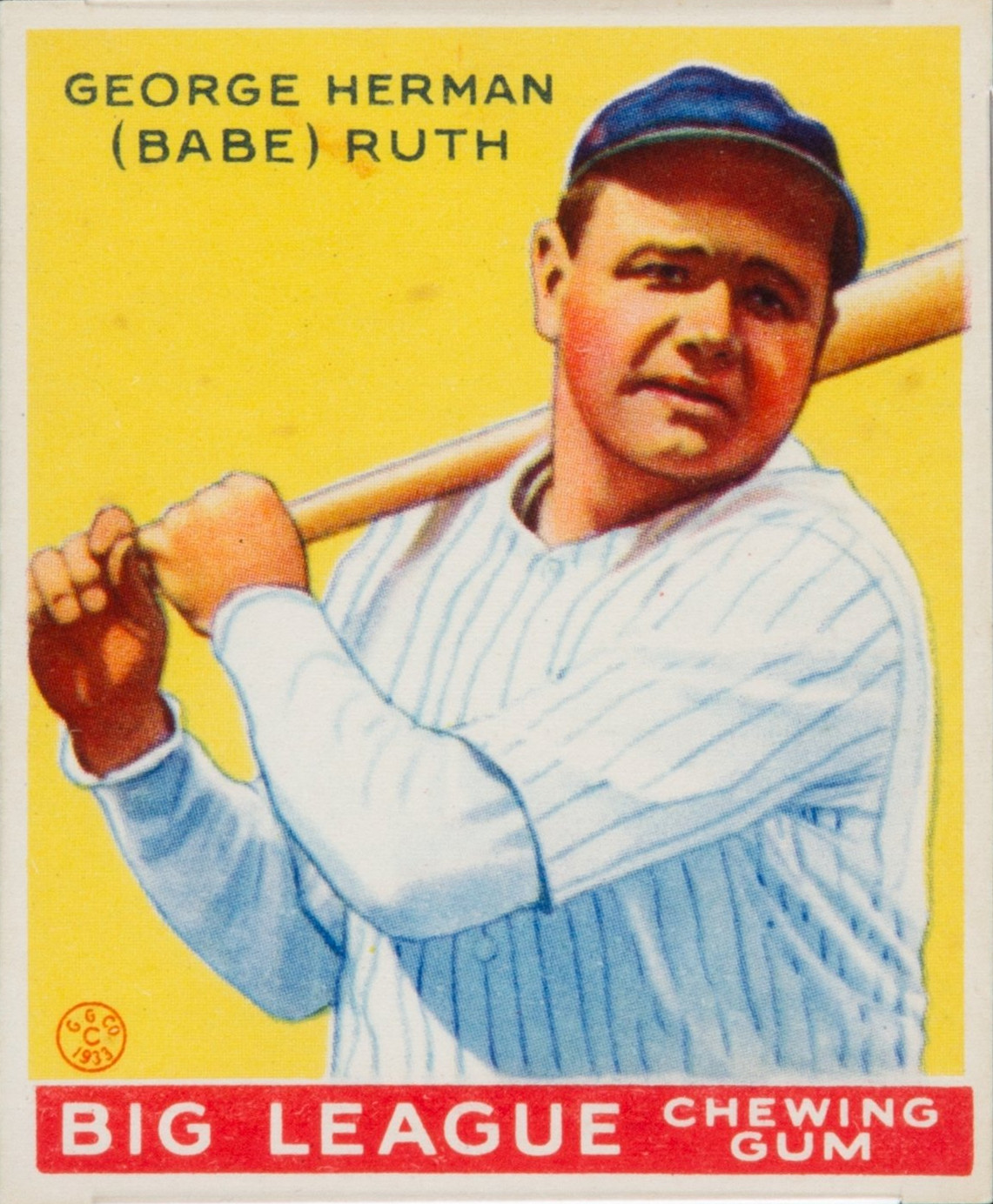 Sports Card Collecting Guide for Beginners 4 1933 Goudey Babe Ruth #53 baseball card in color showing Ruth in a batting pose