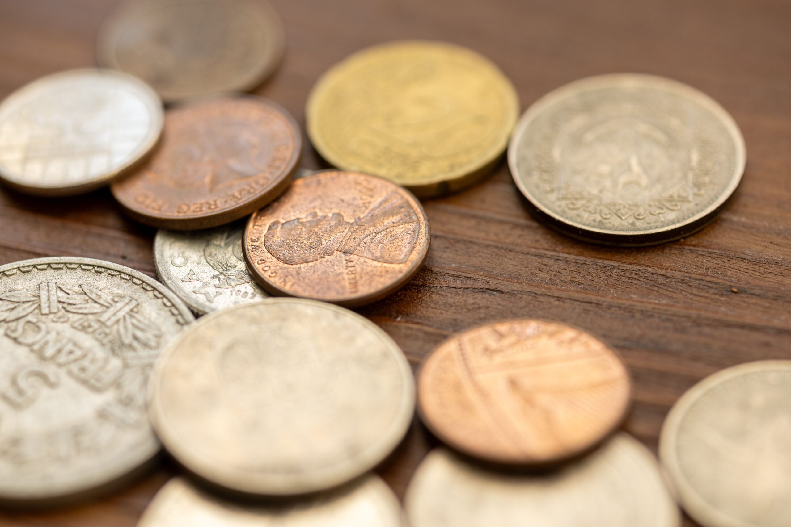 Vintage coins arranged for a collection appraisal guide