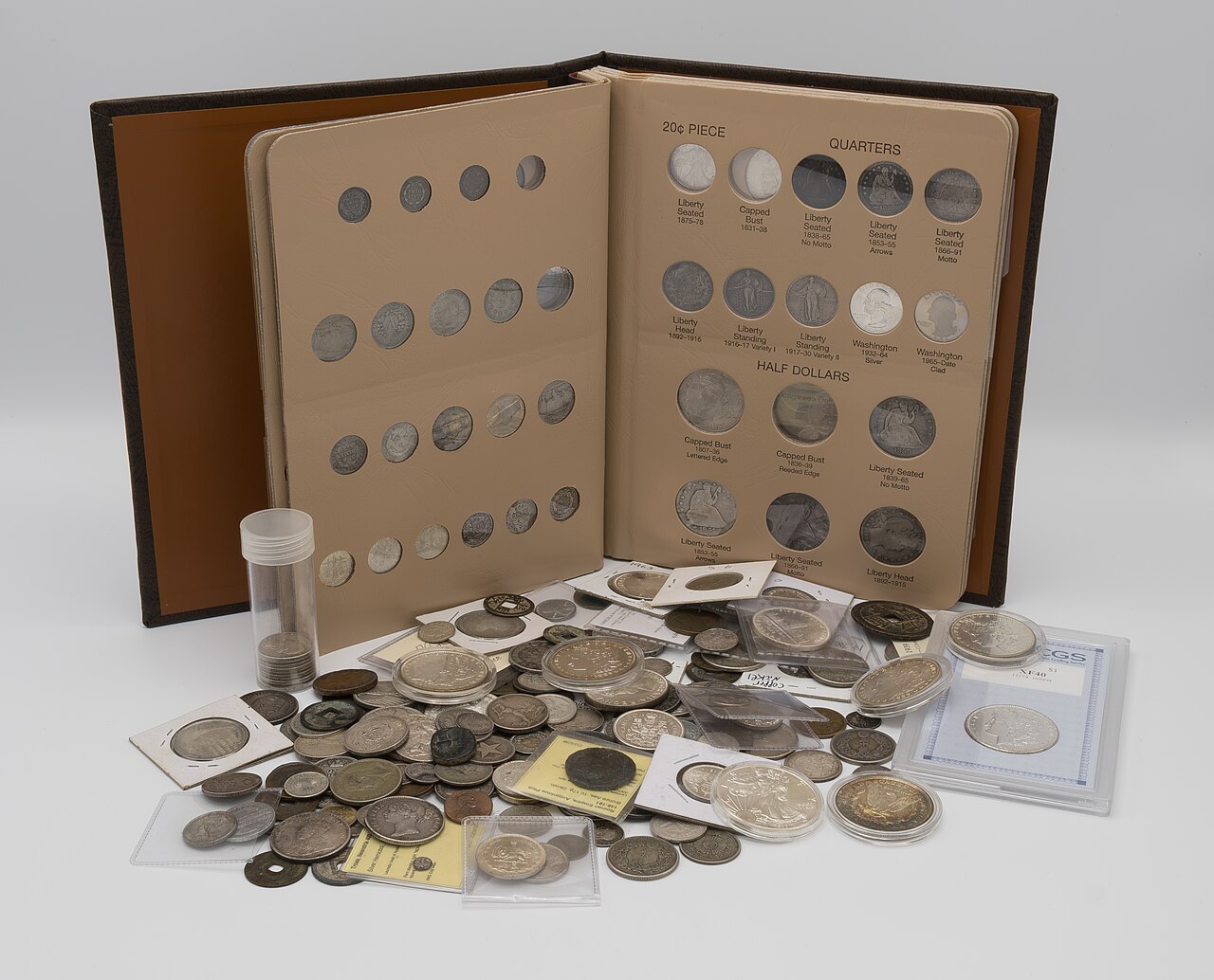 Assorted coins in a collection
