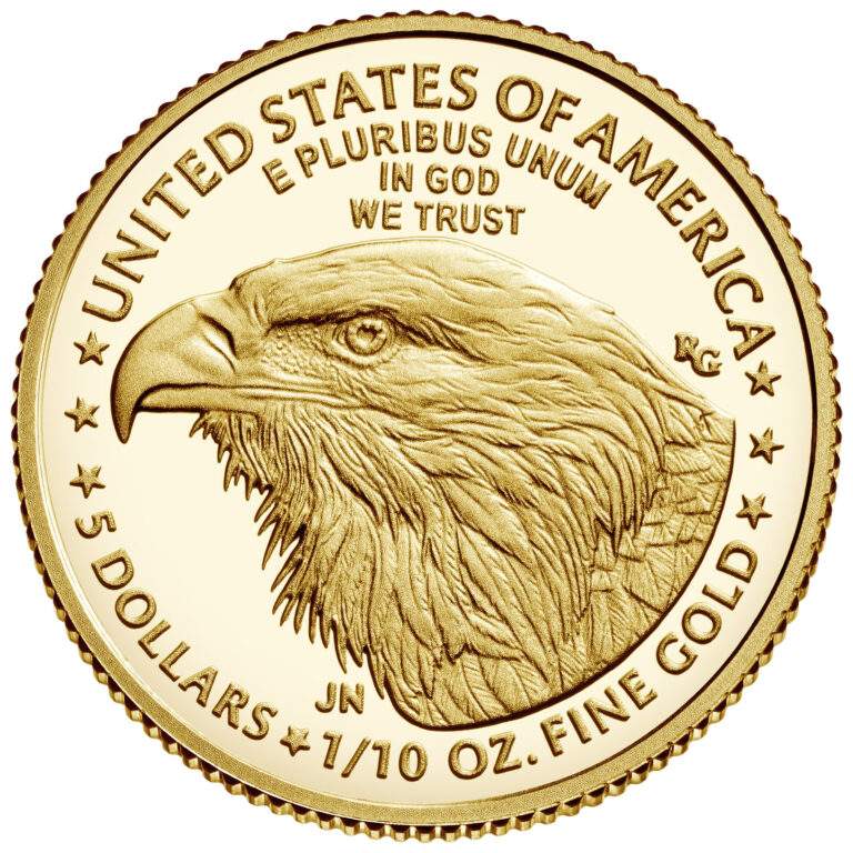 How to Separate Bullion Coins from Collectible Coins Before Researching Value 1 Reverse of a one-tenth ounce American Gold Eagle bullion coin featuring a bald eagle