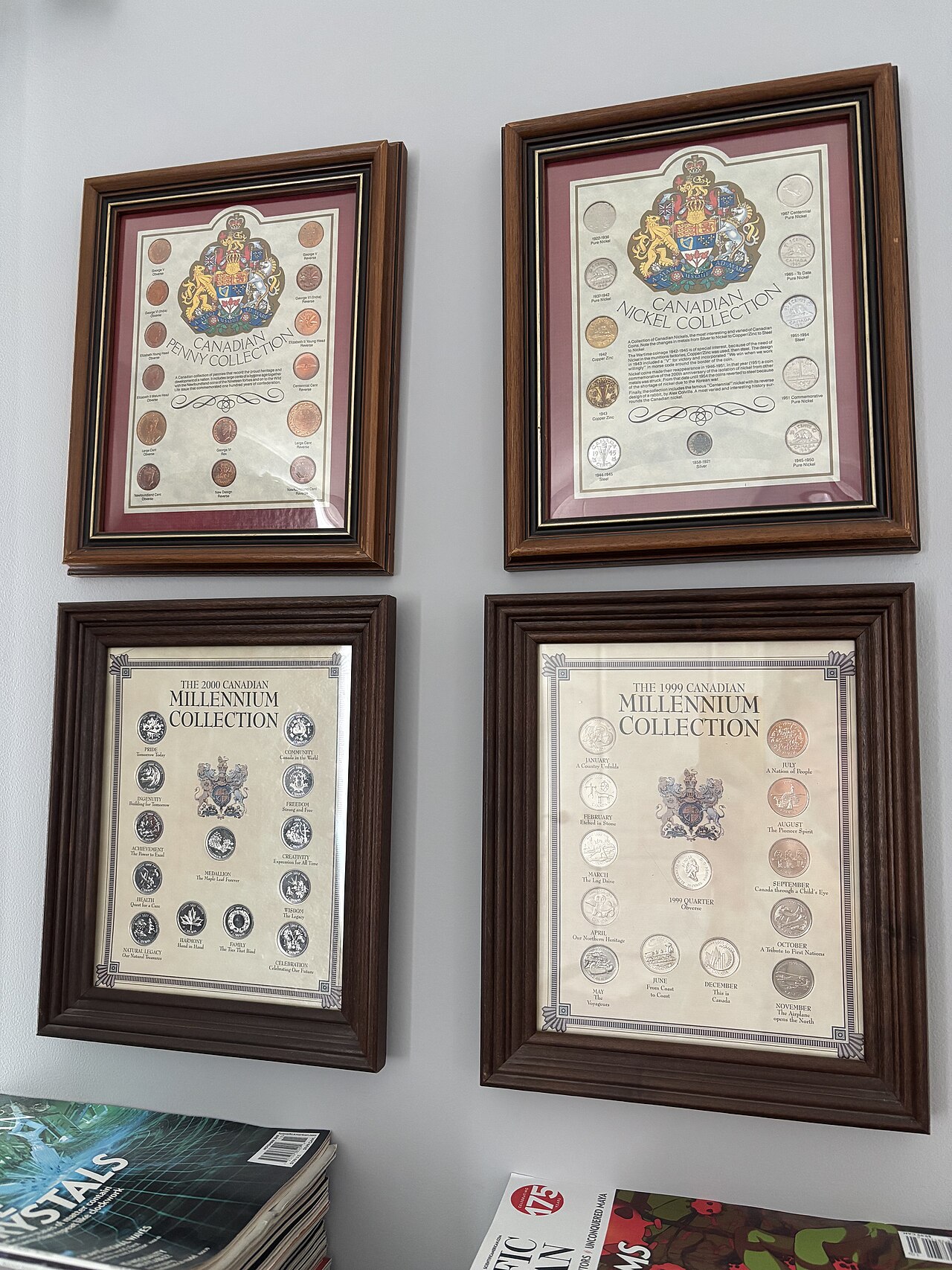 coins mounted as a documented collection